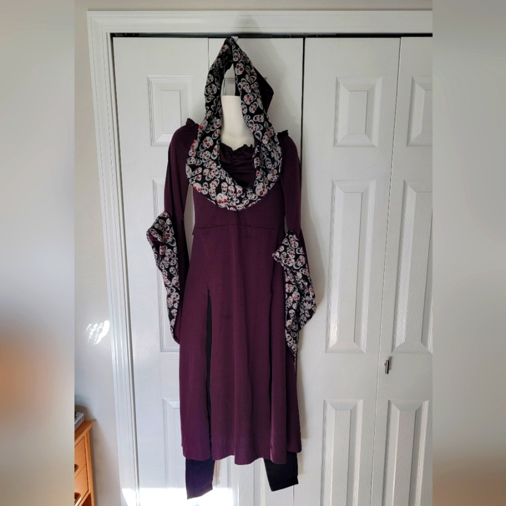 Purple and skulls Halloween dress.